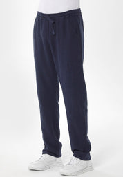 Linen-Blend Trousers in Organic Cotton & LENZING™ ECOVERO™ in navy - Ecomarket.com