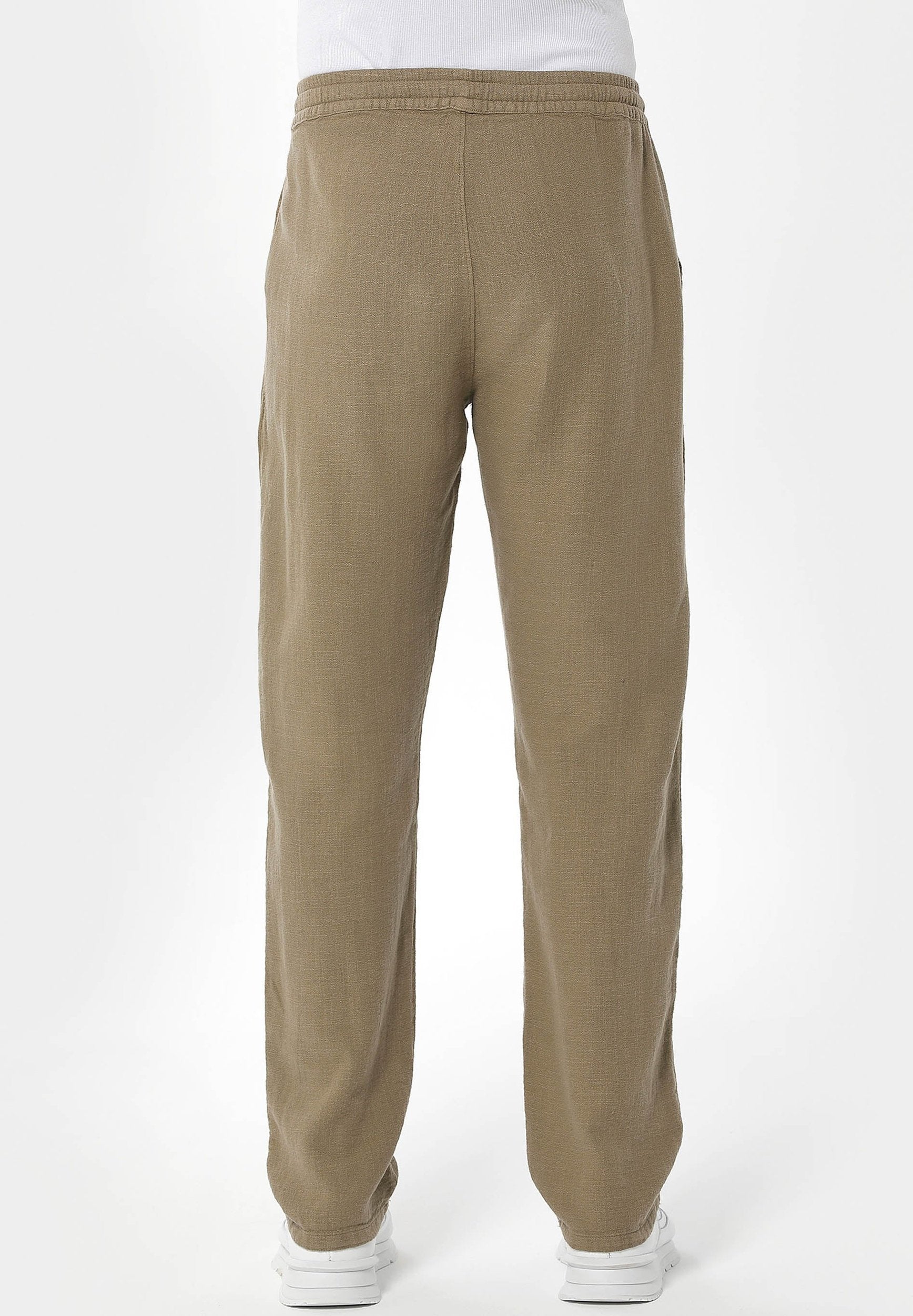 Linen-Blend Trousers in Organic Cotton & LENZING™ ECOVERO™ in olive green - Ecomarket.com