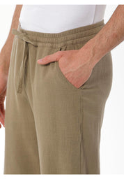 Linen-Blend Trousers in Organic Cotton & LENZING™ ECOVERO™ in olive green - Ecomarket.com