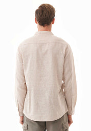 Striped Shirt in Organic Cotton & Linen in sand & ecru - Ecomarket.com