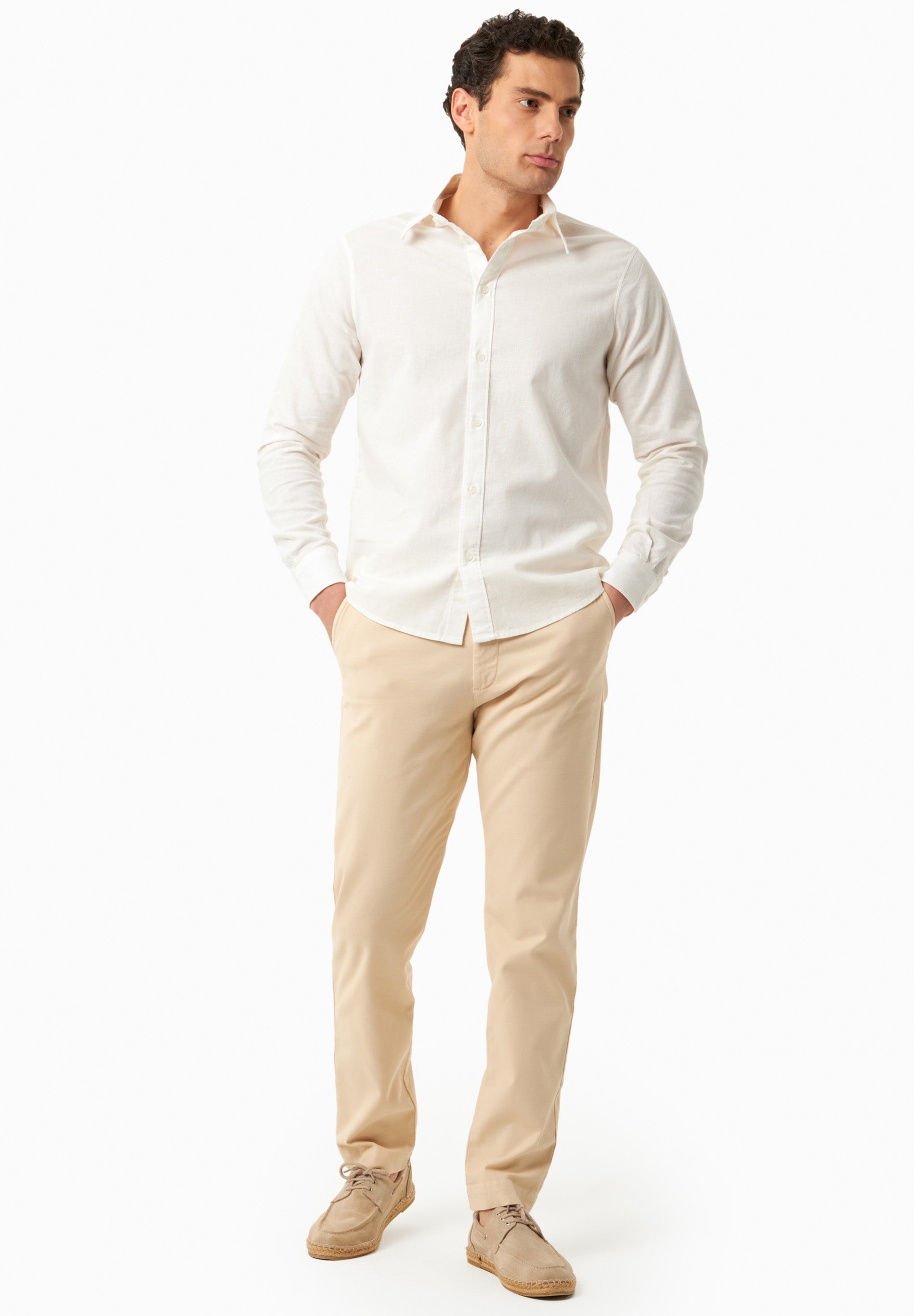 Regular-Fit Stretch Twill Trousers in Organic Cotton beige - Ecomarket.com