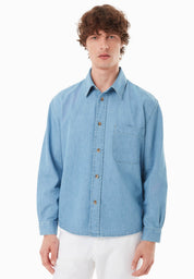 Organic Cotton Denim Shirt with Low-Impact Light Wash - Ecomarket.com