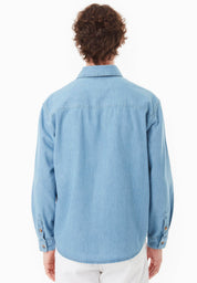 Organic Cotton Denim Shirt with Low-Impact Light Wash - Ecomarket.com