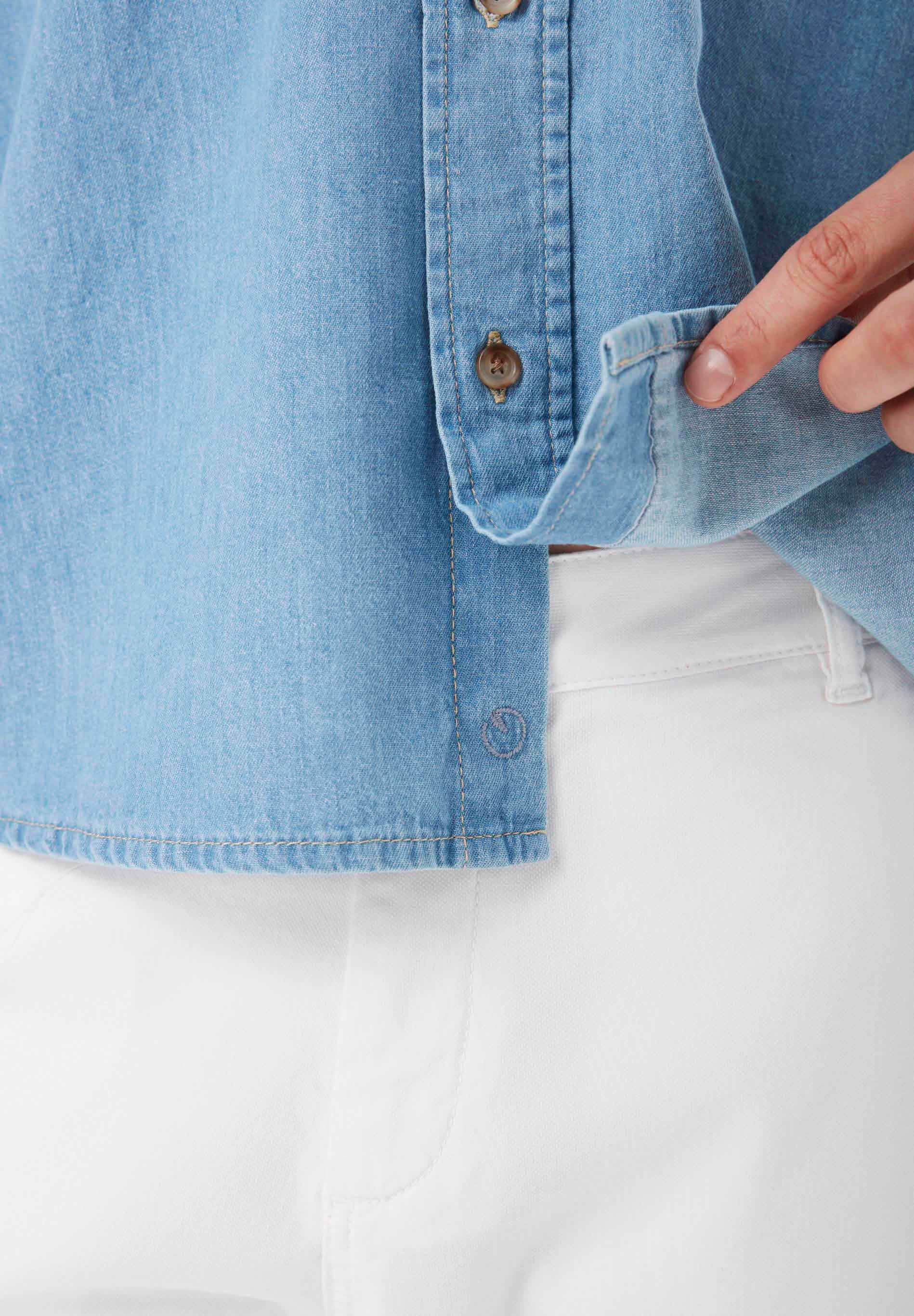 Organic Cotton Denim Shirt with Low-Impact Light Wash - Ecomarket.com