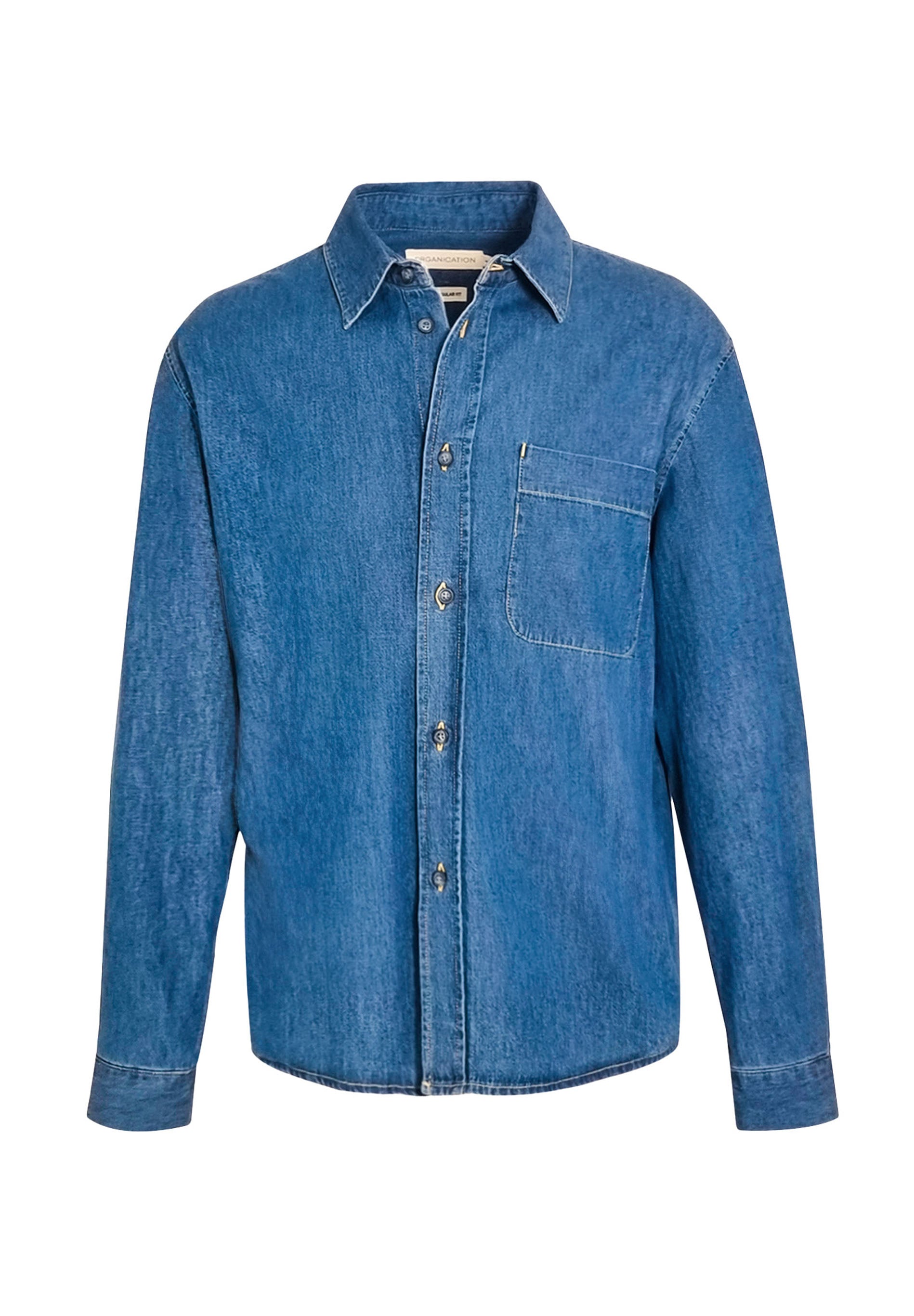 Organic Cotton Denim Shirt with Low-Impact Medium Wash - Ecomarket.com