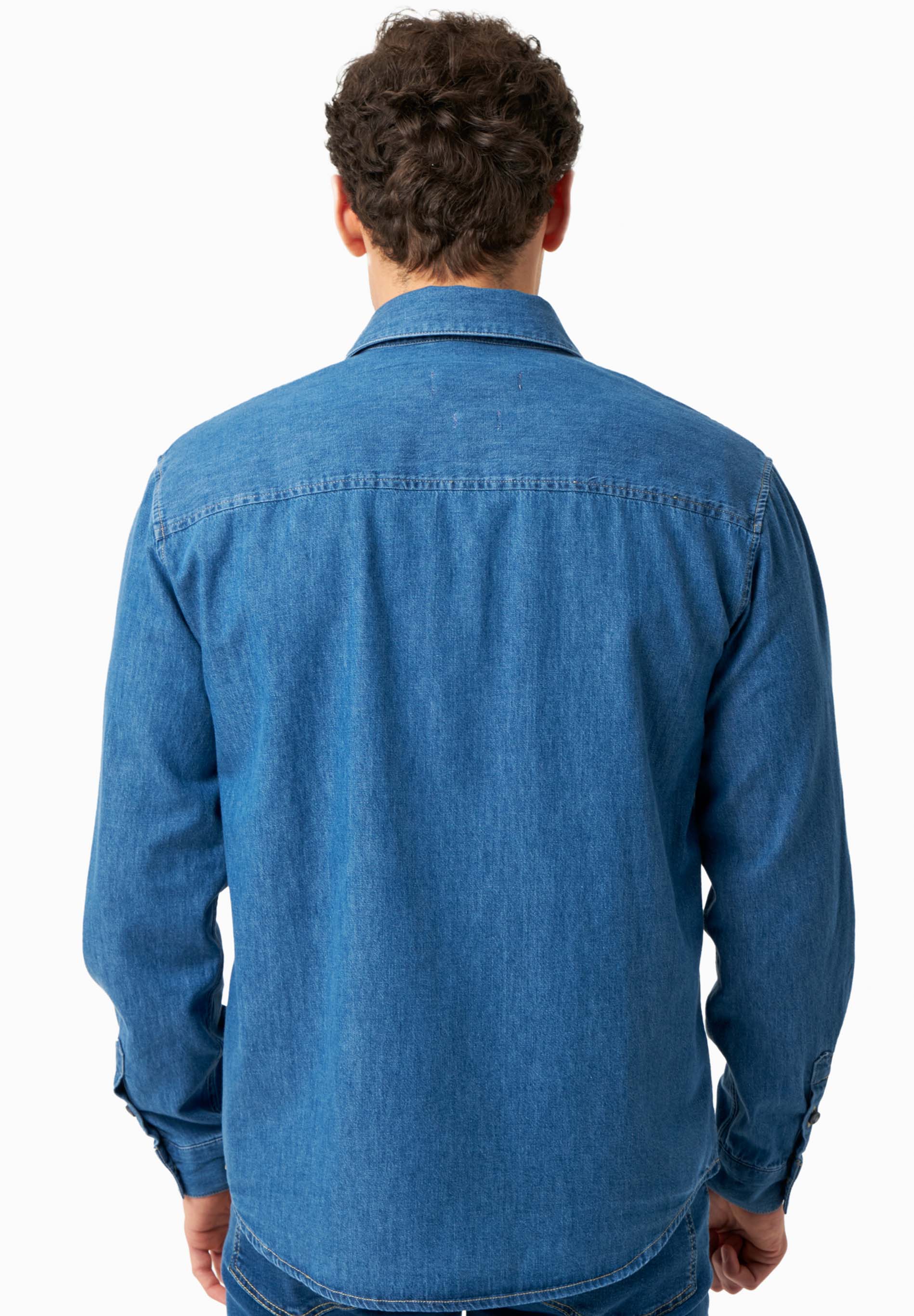 Organic Cotton Denim Shirt with Low-Impact Medium Wash - Ecomarket.com
