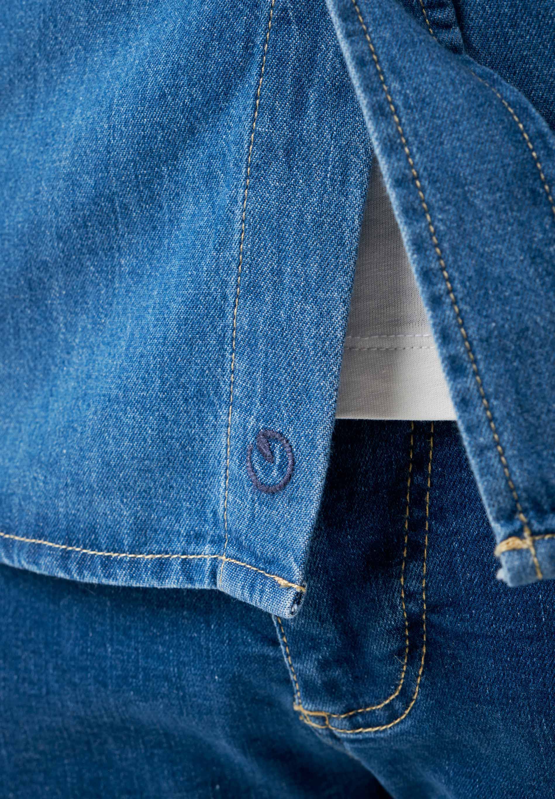 Organic Cotton Denim Shirt with Low-Impact Medium Wash - Ecomarket.com