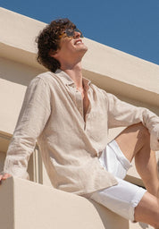 Organic Cotton & Linen Shirt with Button-Down Collar - Ecomarket.com