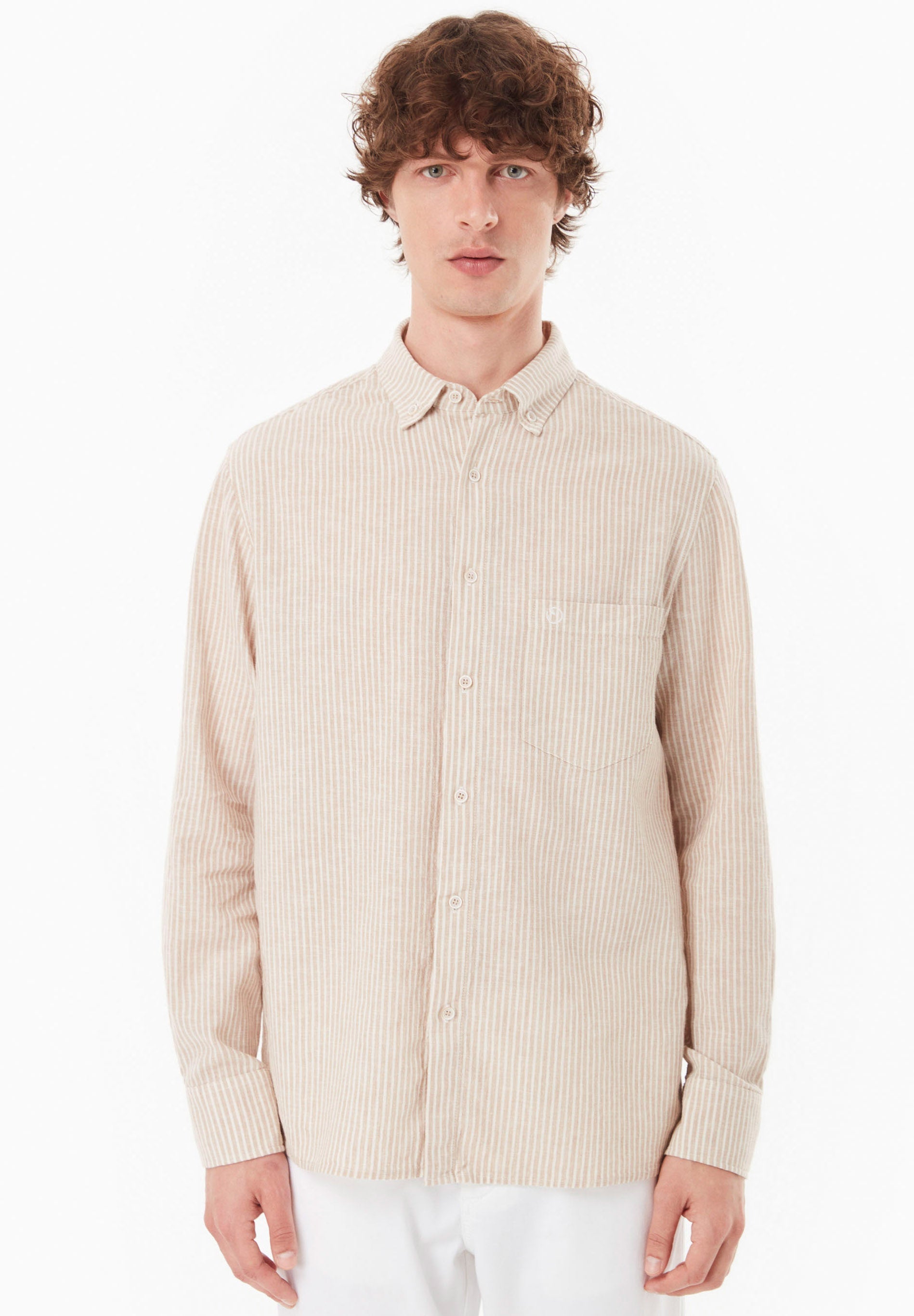Organic Cotton & Linen Shirt with Button-Down Collar - Ecomarket.com