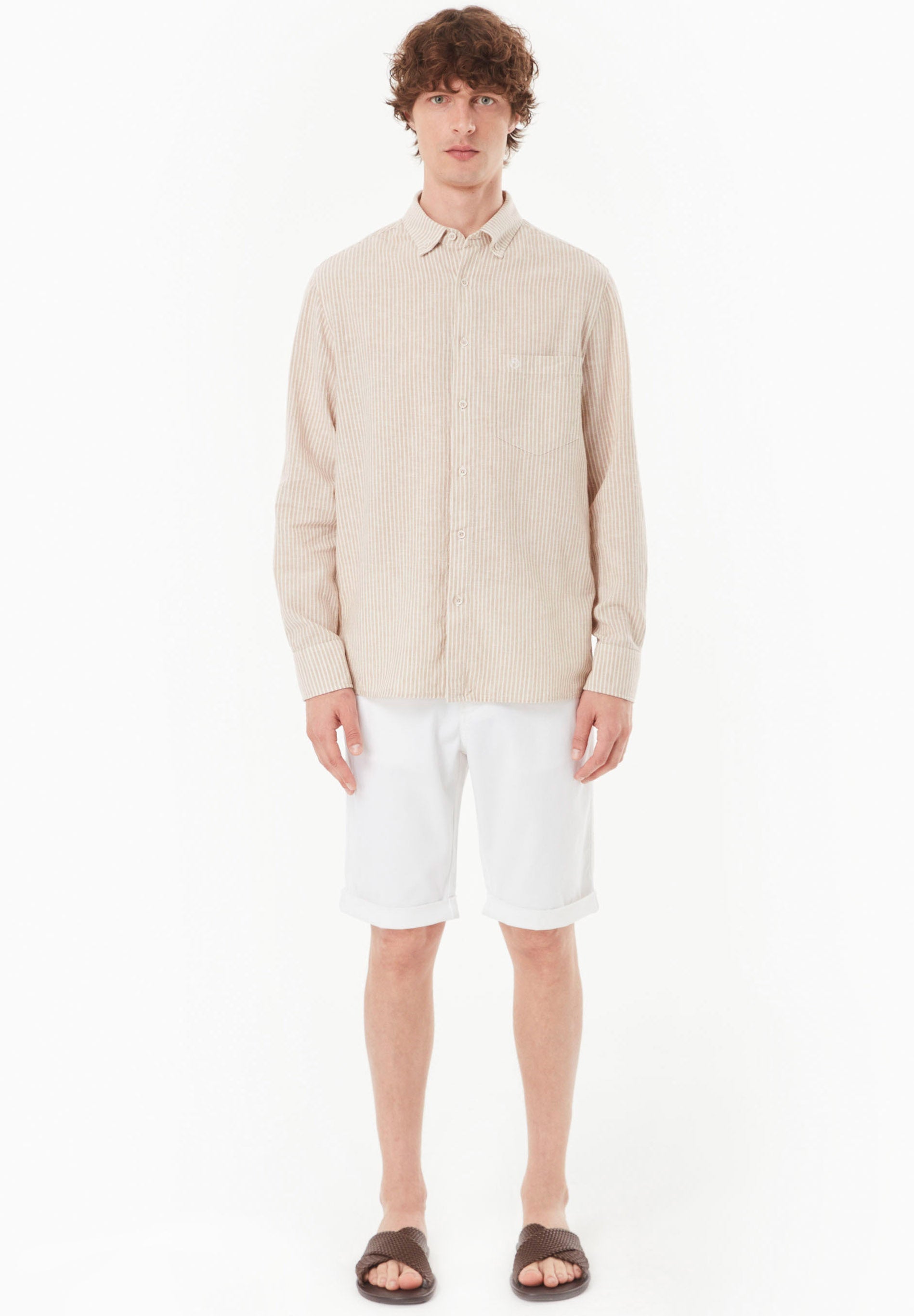 Organic Cotton & Linen Shirt with Button-Down Collar - Ecomarket.com