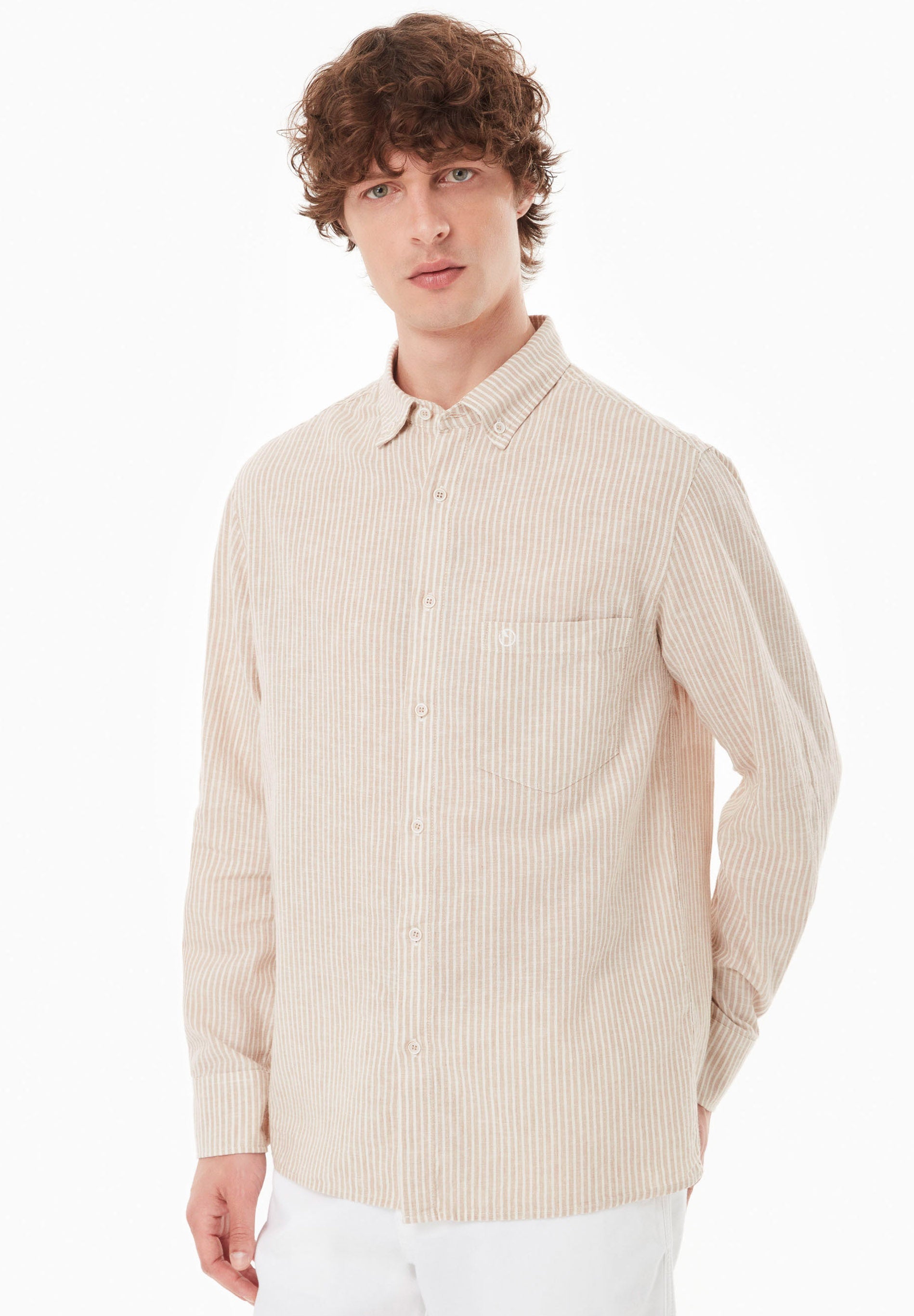 Organic Cotton & Linen Shirt with Button-Down Collar - Ecomarket.com