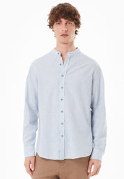 Yarn-Dyed Shirt in Organic Cotton & Linen in blue & white - Ecomarket.com