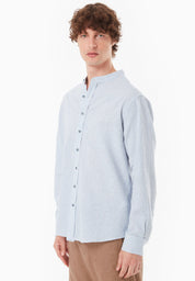 Yarn-Dyed Shirt in Organic Cotton & Linen in blue & white - Ecomarket.com
