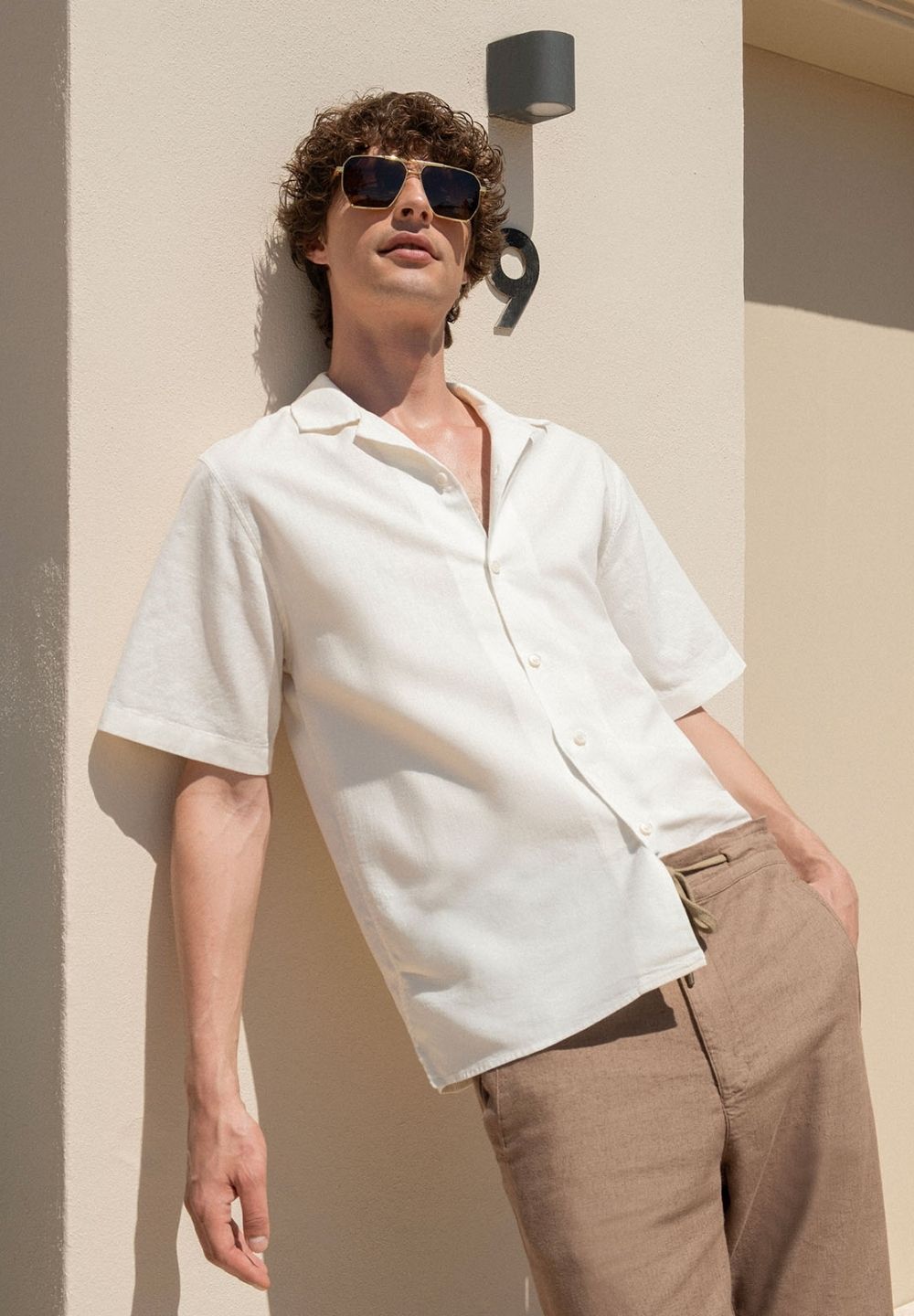 Short-Sleeved Shirt in Organic Cotton & Linen in white - Ecomarket.com