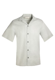 Short-Sleeved Shirt in Organic Cotton & Linen in green moss - Ecomarket.com