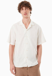 Short-Sleeved Shirt in Organic Cotton & Linen in white - Ecomarket.com