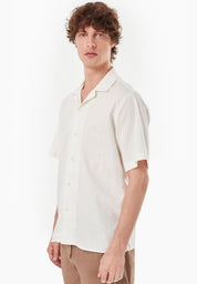 Short-Sleeved Shirt in Organic Cotton & Linen in white - Ecomarket.com