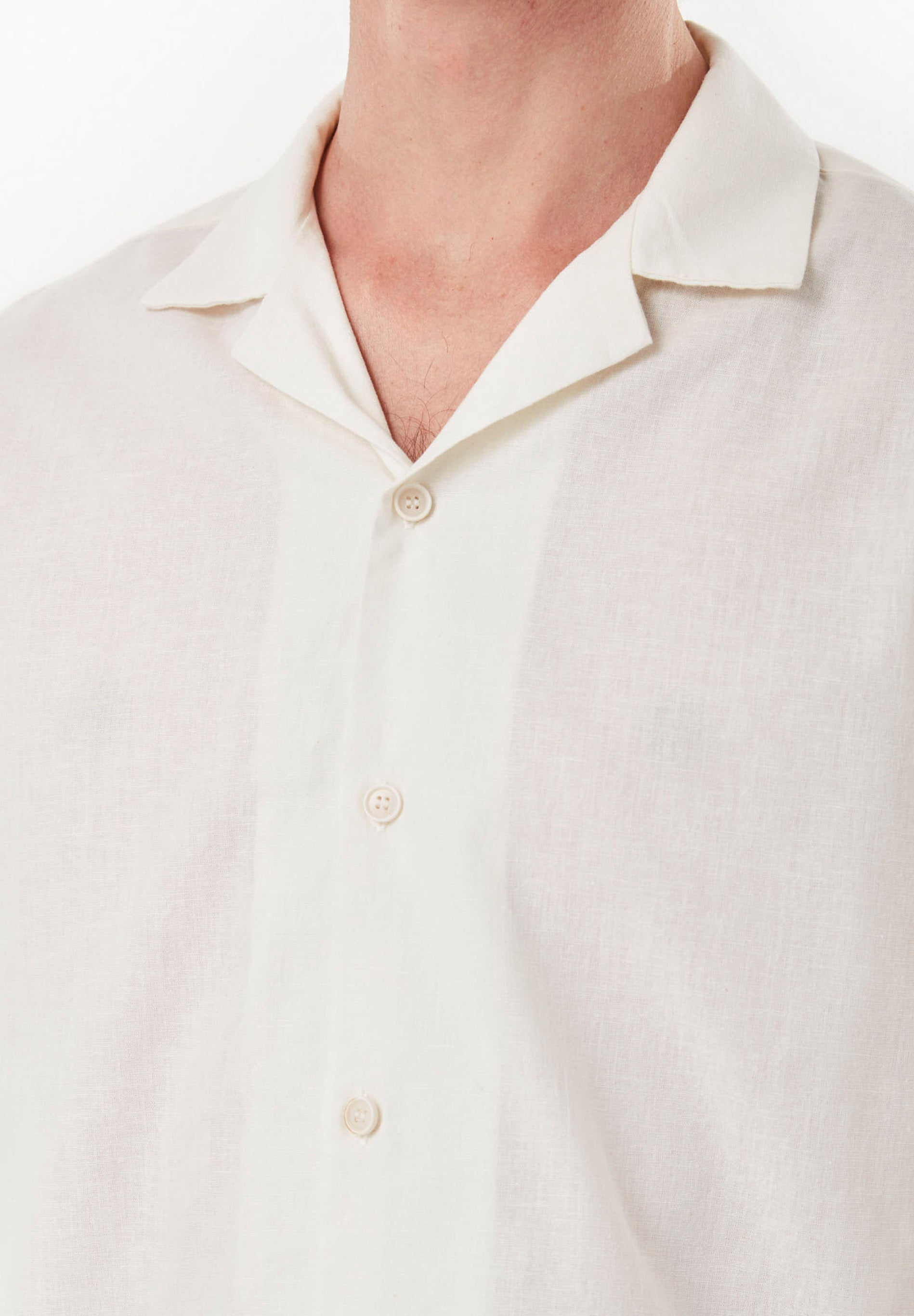 Short-Sleeved Shirt in Organic Cotton & Linen in white - Ecomarket.com