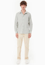 Long-Sleeved Shirt in Organic Cotton & Linen in green moss - Ecomarket.com