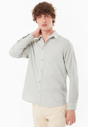 Long-Sleeved Shirt in Organic Cotton & Linen in green moss - Ecomarket.com