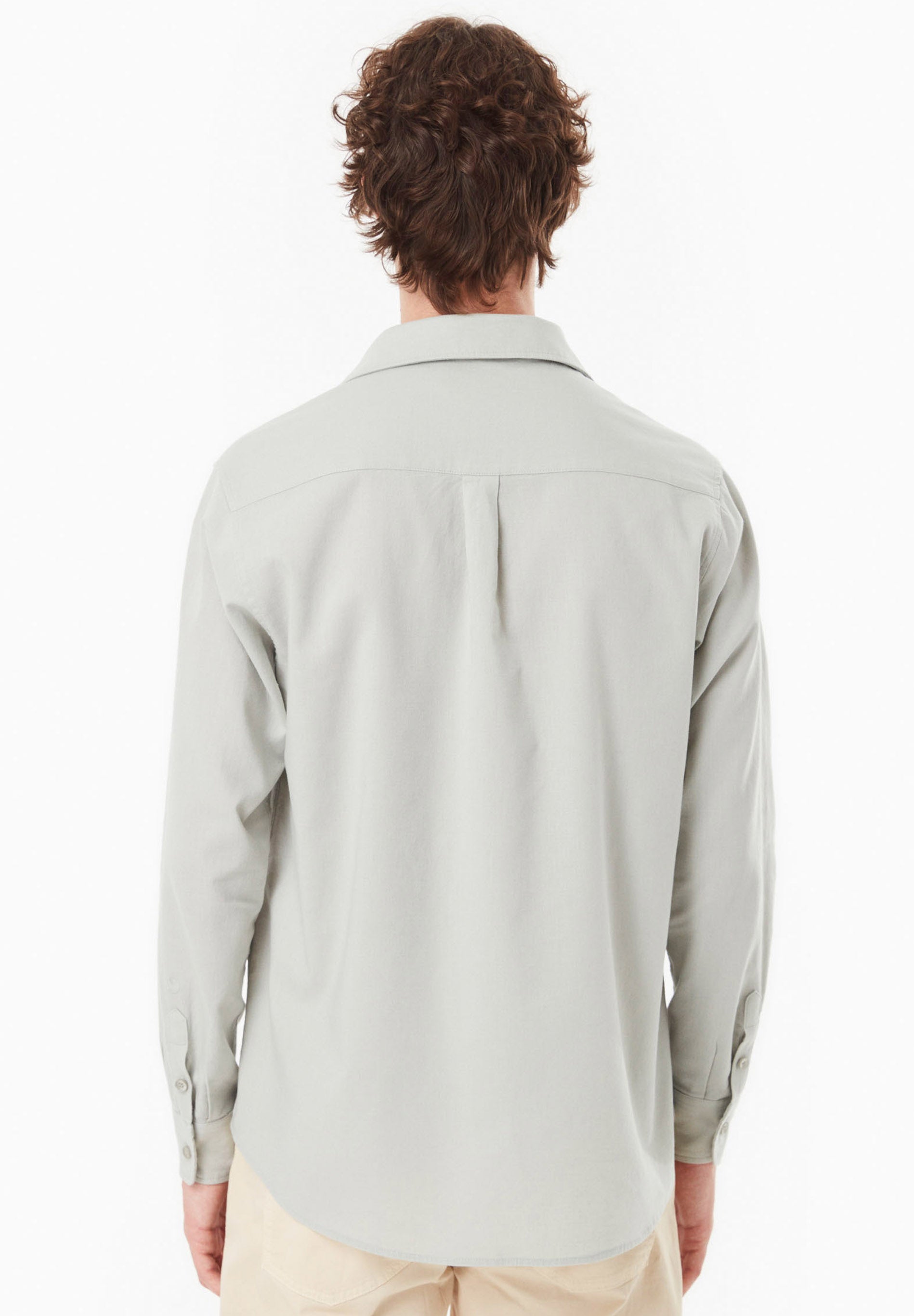 Long-Sleeved Shirt in Organic Cotton & Linen in green moss - Ecomarket.com
