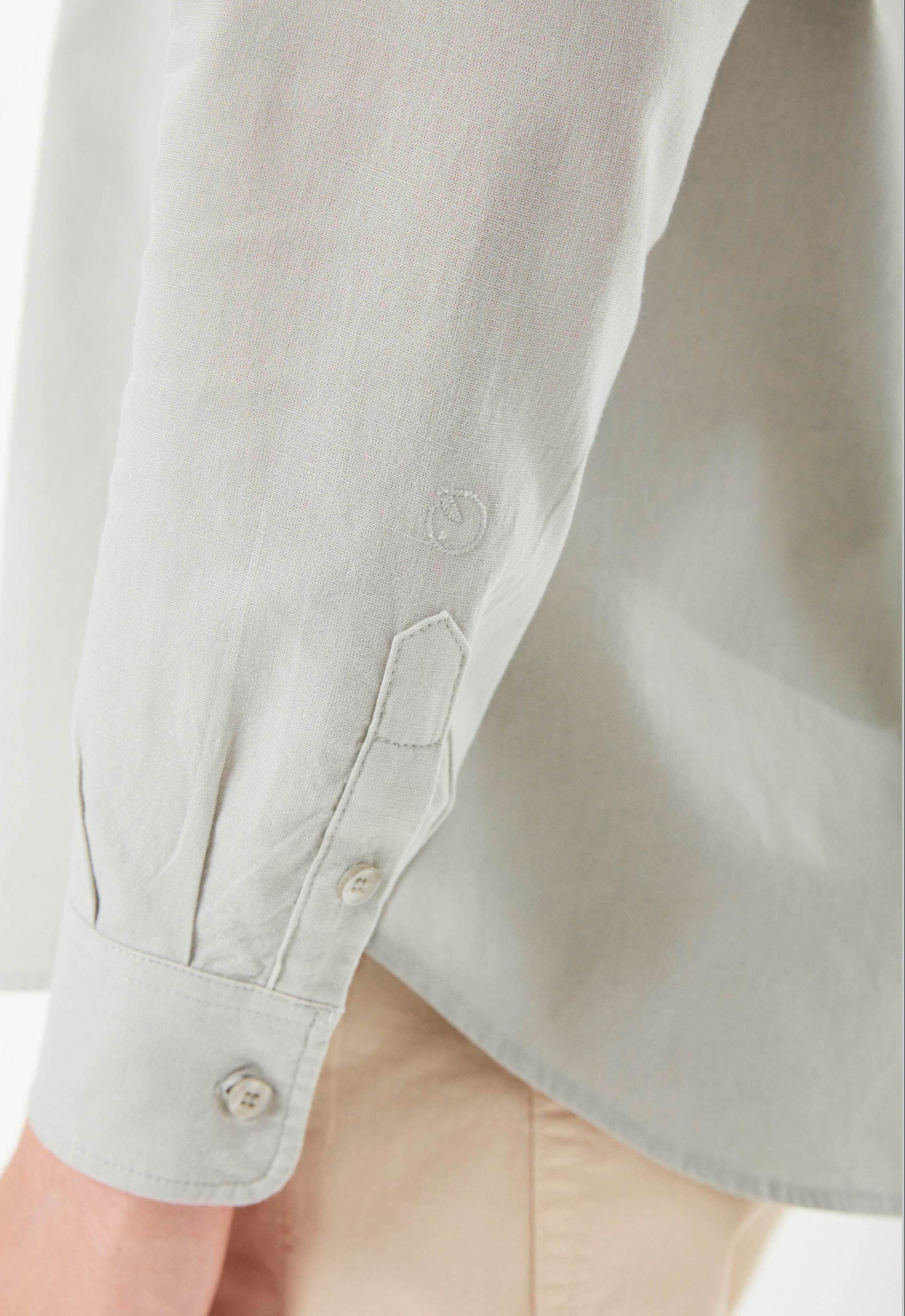 Long-Sleeved Shirt in Organic Cotton & Linen in green moss - Ecomarket.com