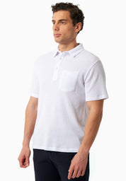 Waffle-Textured Polo Shirt in Organic Cotton white - Ecomarket.com