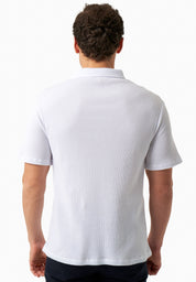 Waffle-Textured Polo Shirt in Organic Cotton white - Ecomarket.com