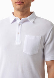 Waffle-Textured Polo Shirt in Organic Cotton white - Ecomarket.com