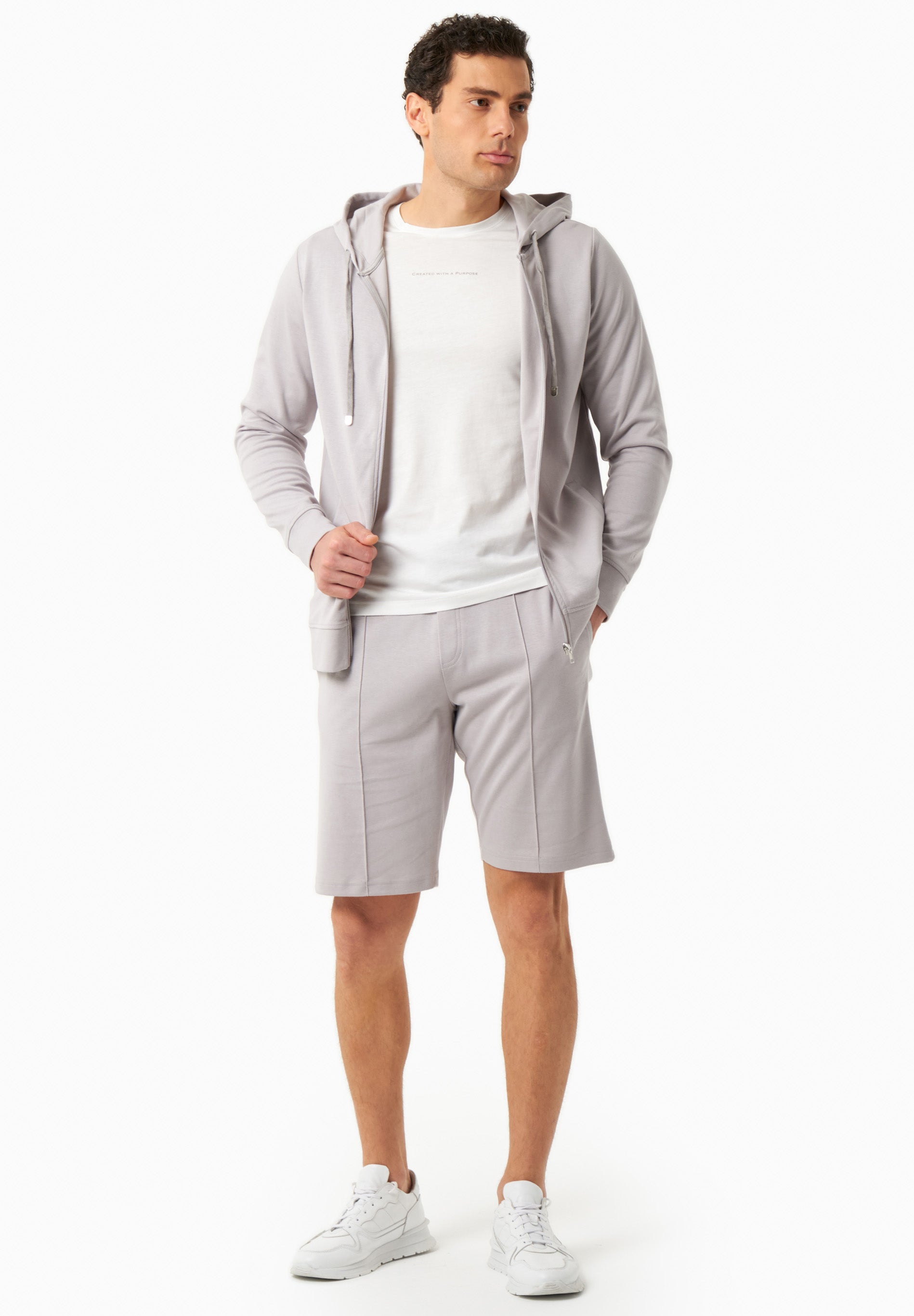 Sweat Jacket in TENCEL™ Modal & Organic Cotton in light grey - Ecomarket.com