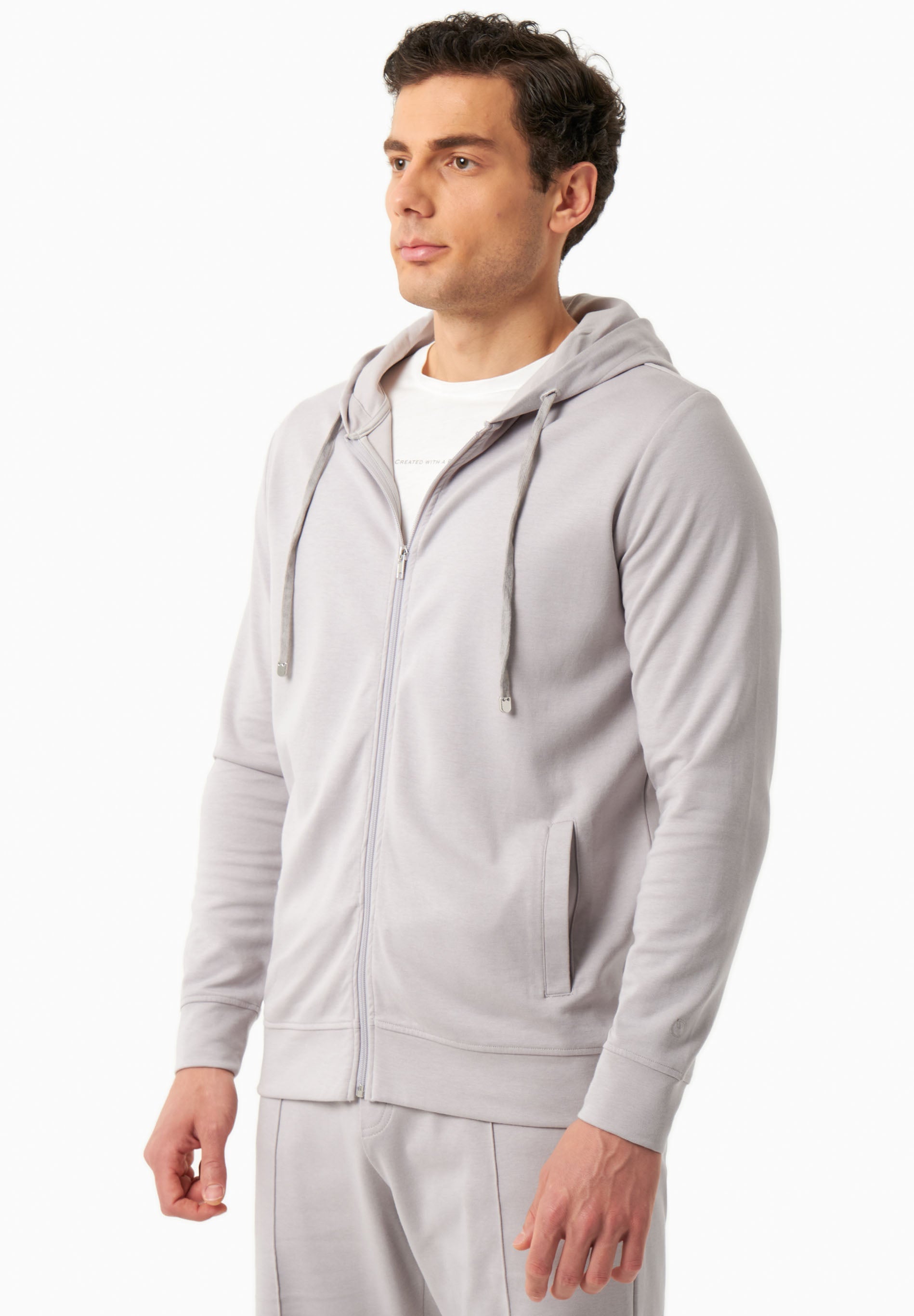 Sweat Jacket in TENCEL™ Modal & Organic Cotton in light grey - Ecomarket.com