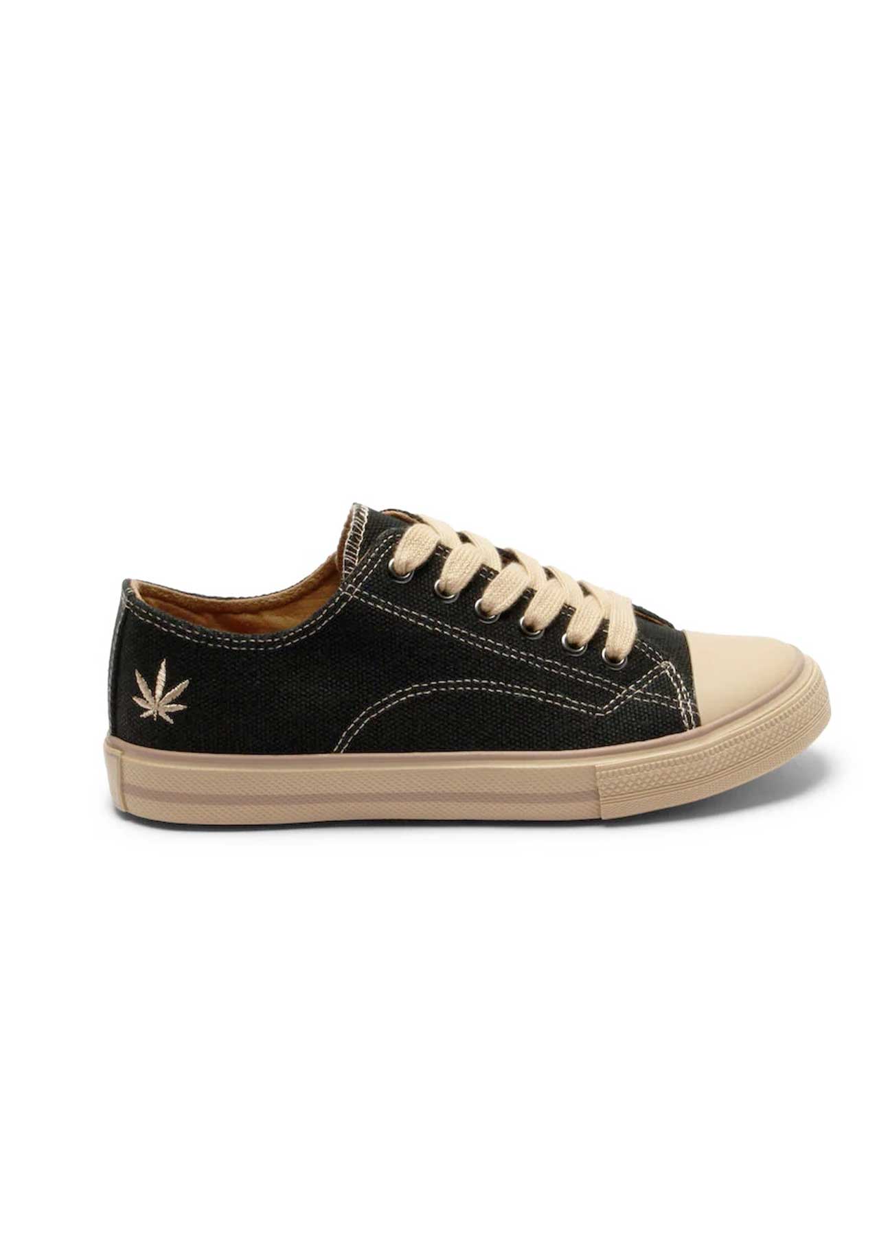 Marley Classic Hemp Vegan Low-Top Sneakers - Black+White - Ecomarket.com