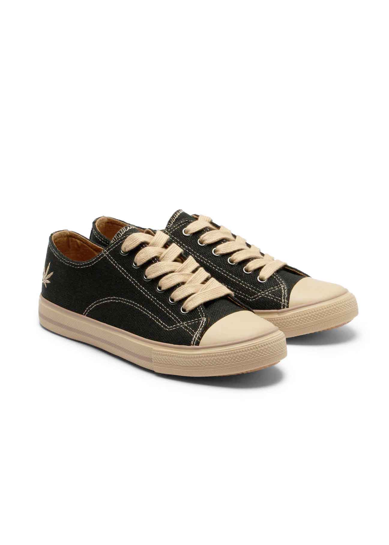 Marley Classic Hemp Vegan Low-Top Sneakers - Black+White - Ecomarket.com