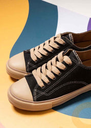 Marley Classic Hemp Vegan Low-Top Sneakers - Black+White - Ecomarket.com