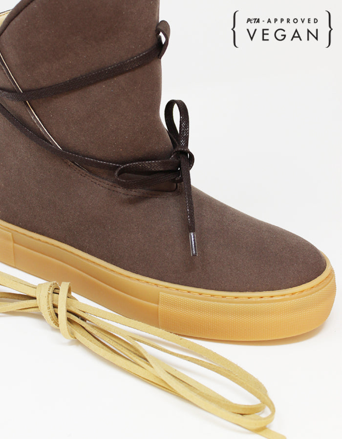 MICHONE Chocolate Brown Vegan Boots - Ecomarket.com