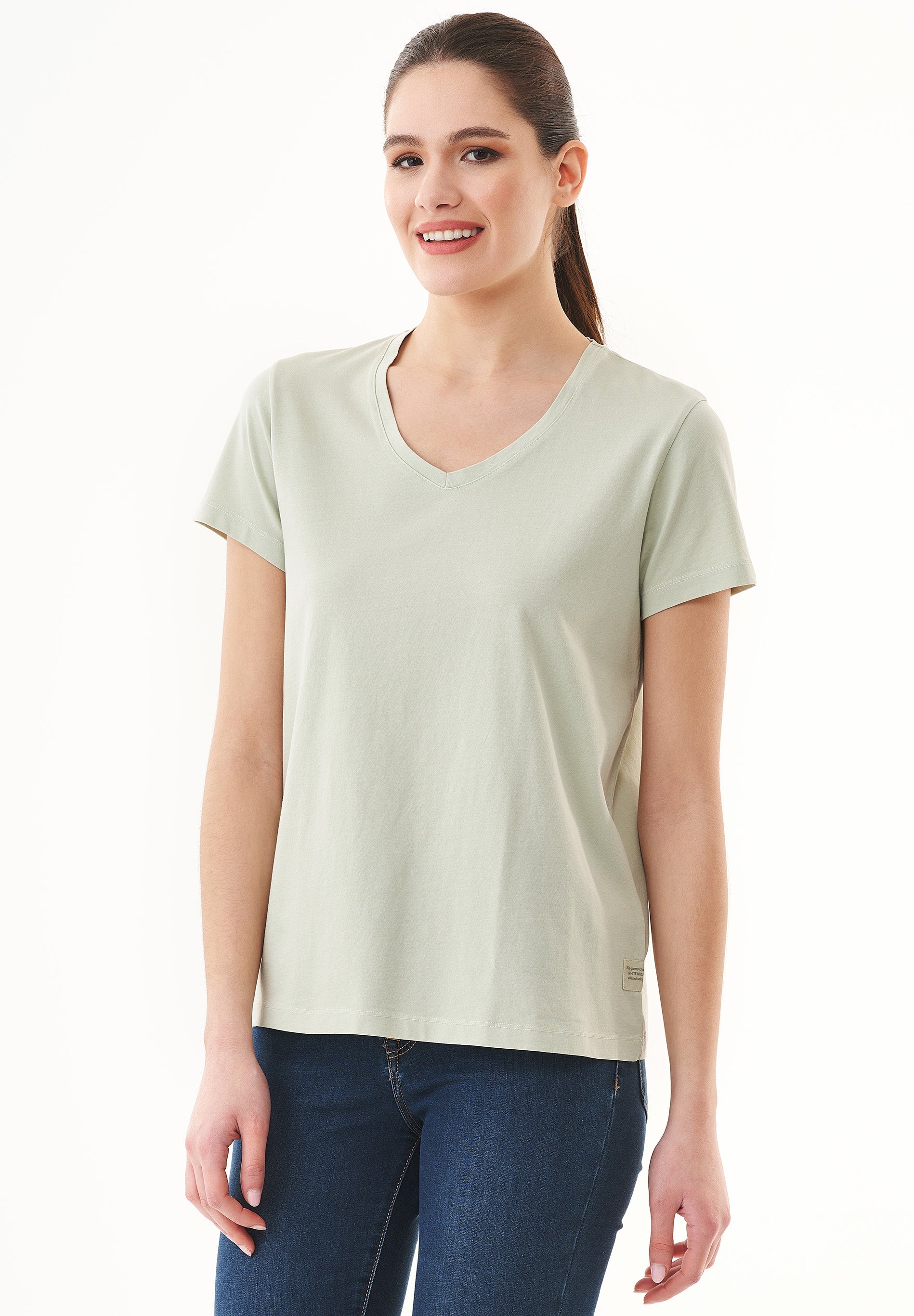 Natural Dye T-Shirt in Organic Cotton light white mulberry leaves - Ecomarket.com