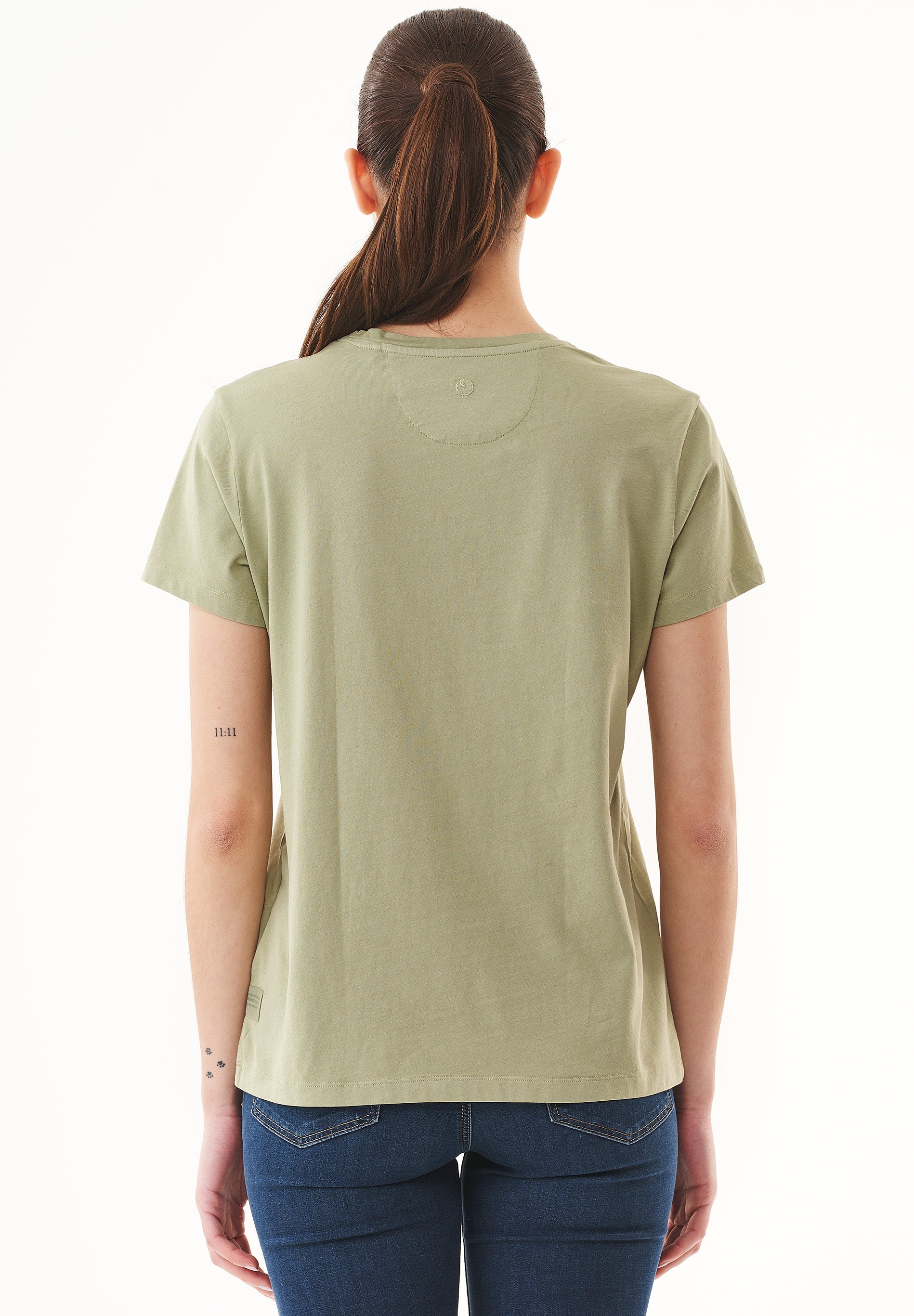 Natural Dye T-Shirt in Organic Cotton dark white mulberry leaves - Ecomarket.com