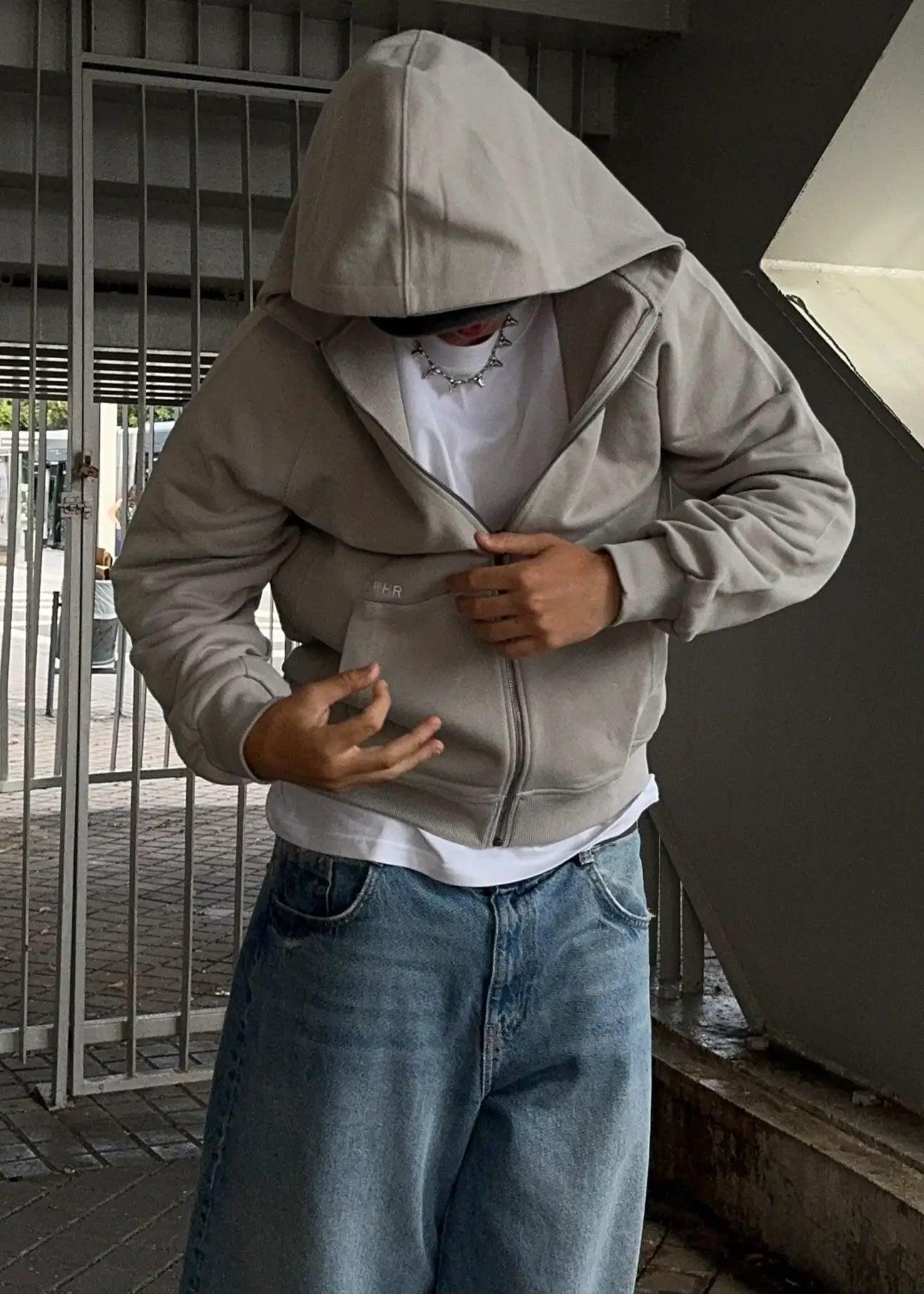 Hoodie with zipper Essential-Grey - Ecomarket.com