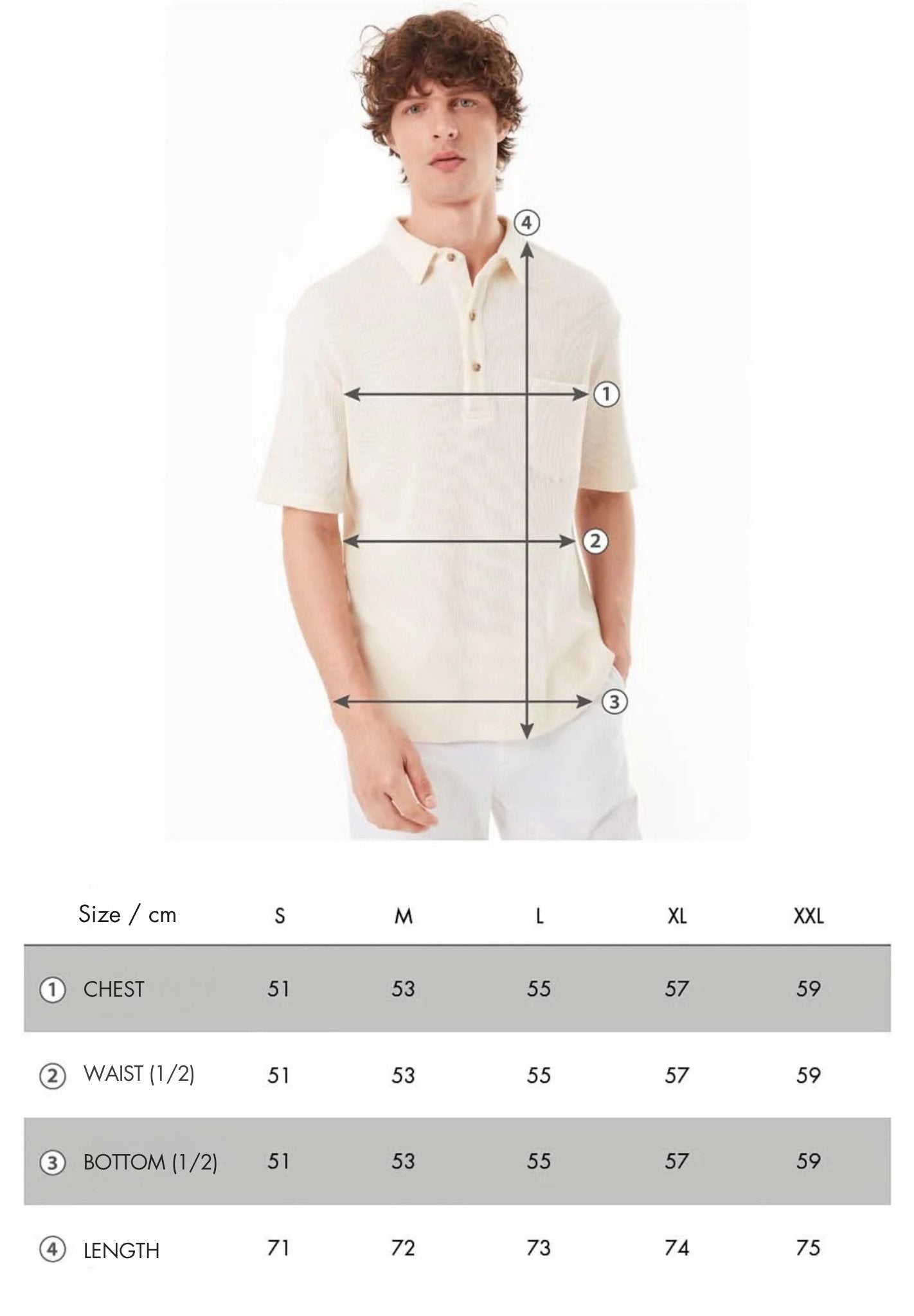Waffle-Textured Polo Shirt in Organic Cotton beige-white - Ecomarket.com