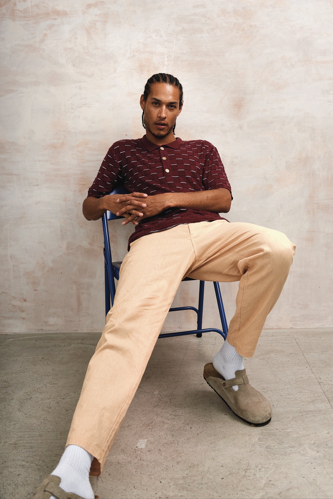 PERRY - Cotton Tencel Knit Polo - Berry - Ecomarket.com