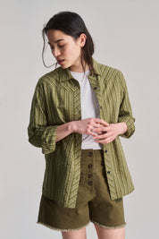 RIO - Organic Cotton Shirt - Green Stripe - Ecomarket.com