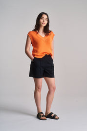EMMIE - Organic Linen Cotton Shorts - Black - Ecomarket.com