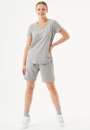 SHEYMA | Sweat Shorts in 100% Organic Cotton in grey melange - Ecomarket.com
