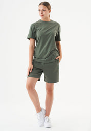 SHEYMA | Sweat Shorts in 100% Organic Cotton in olive green - Ecomarket.com