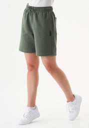 SHEYMA | Sweat Shorts in 100% Organic Cotton in olive green - Ecomarket.com