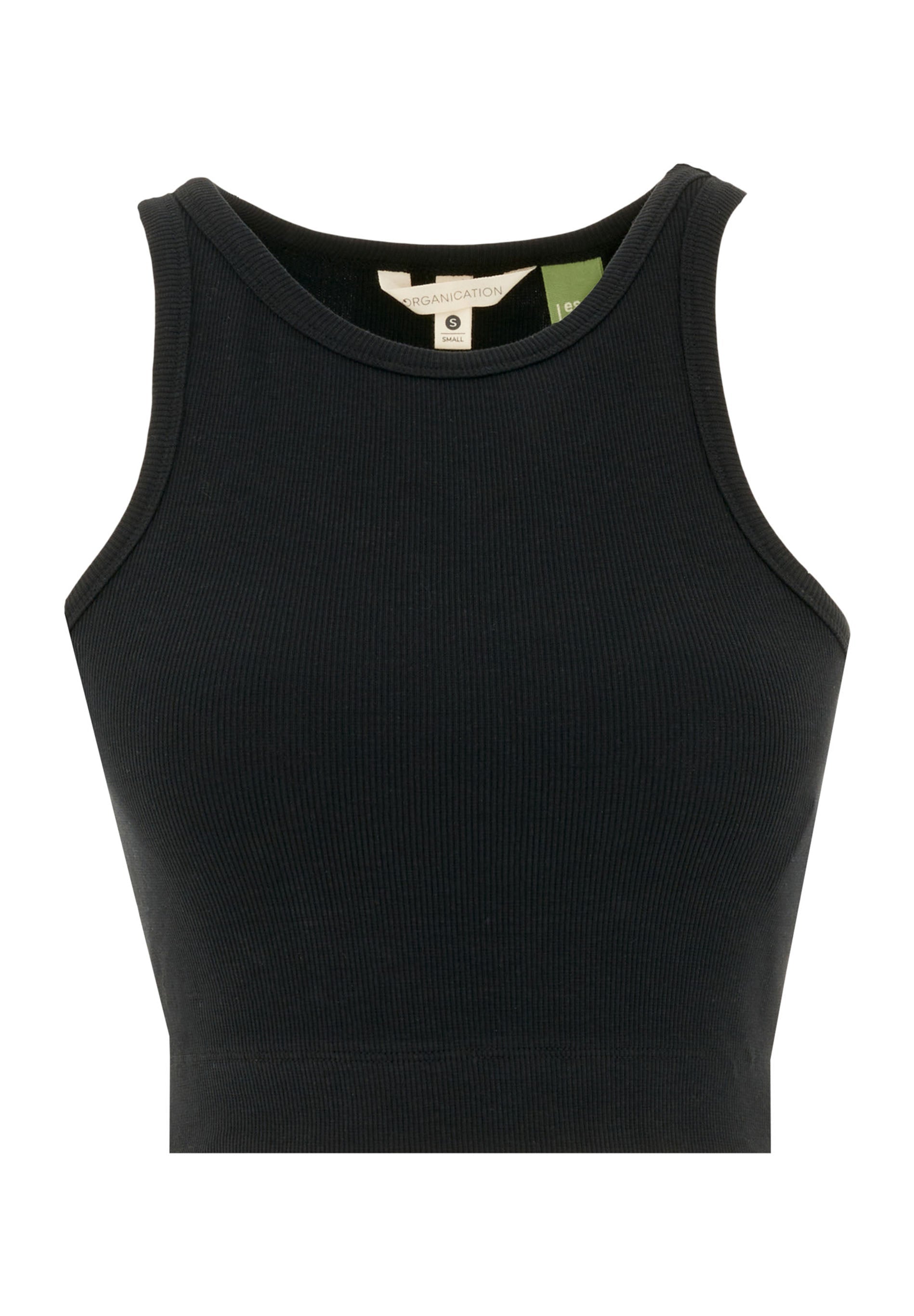 SONNIA | Cropped Ribbed Top in Organic Cotton in black - Ecomarket.com