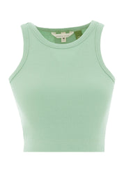 SONNIA | Cropped Ribbed Top in Organic Cotton in mineral green - Ecomarket.com