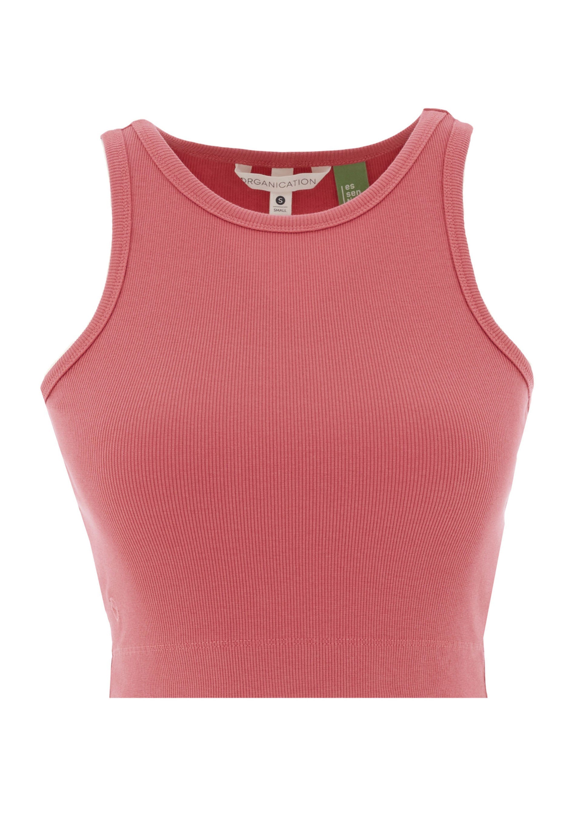 SONNIA | Cropped Ribbed Top in Organic Cotton in red wood - Ecomarket.com