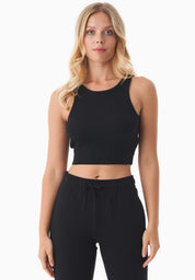 SONNIA | Cropped Ribbed Top in Organic Cotton in black - Ecomarket.com