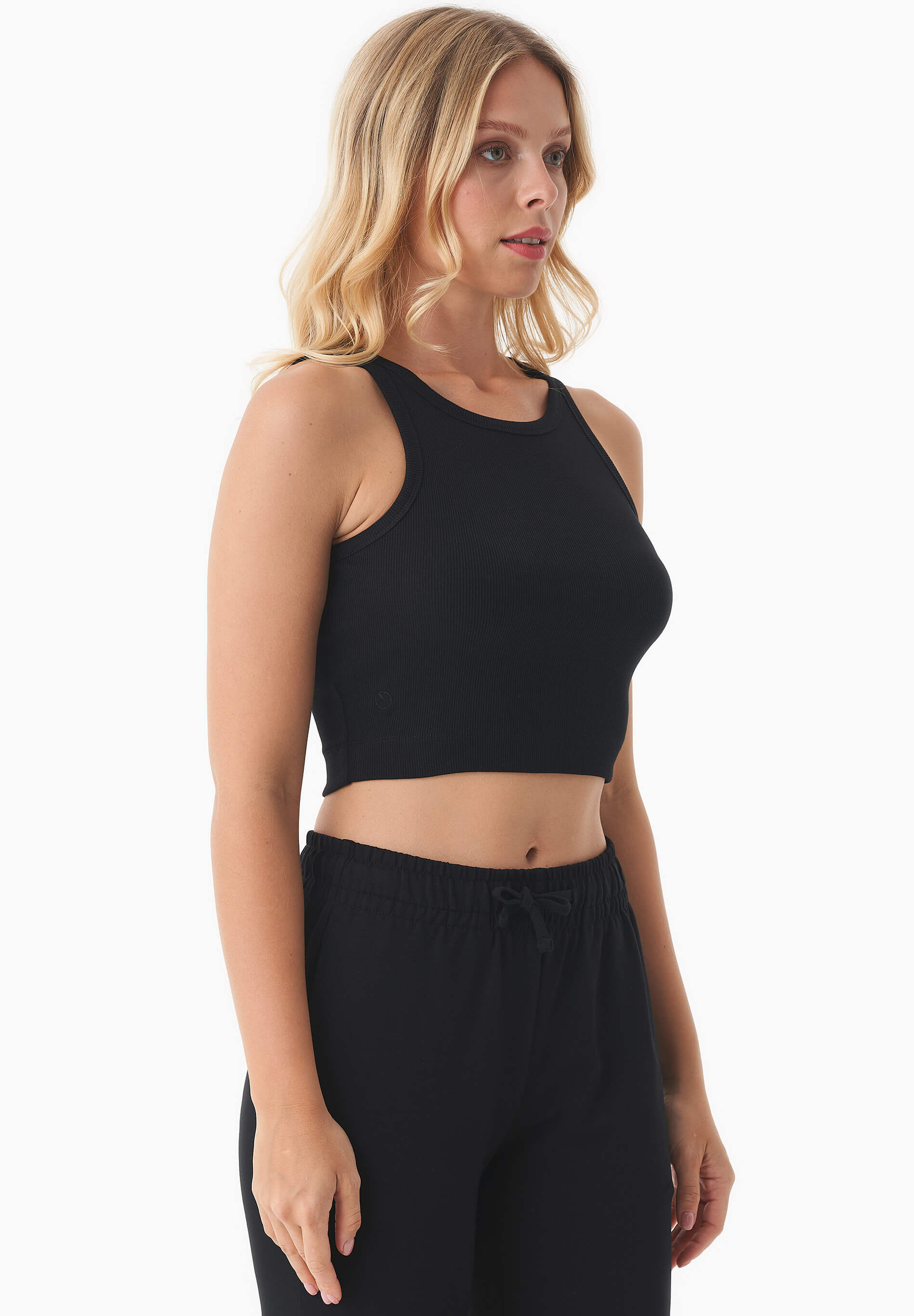 SONNIA | Cropped Ribbed Top in Organic Cotton in black - Ecomarket.com